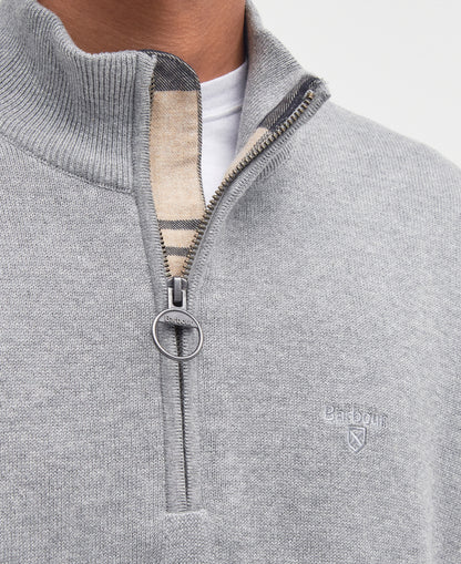 Barbour Cotton Half Zip Knitted Jumper Grey Marl