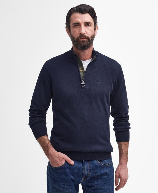 Barbour Cotton Half Zip Knitted Jumper Navy
