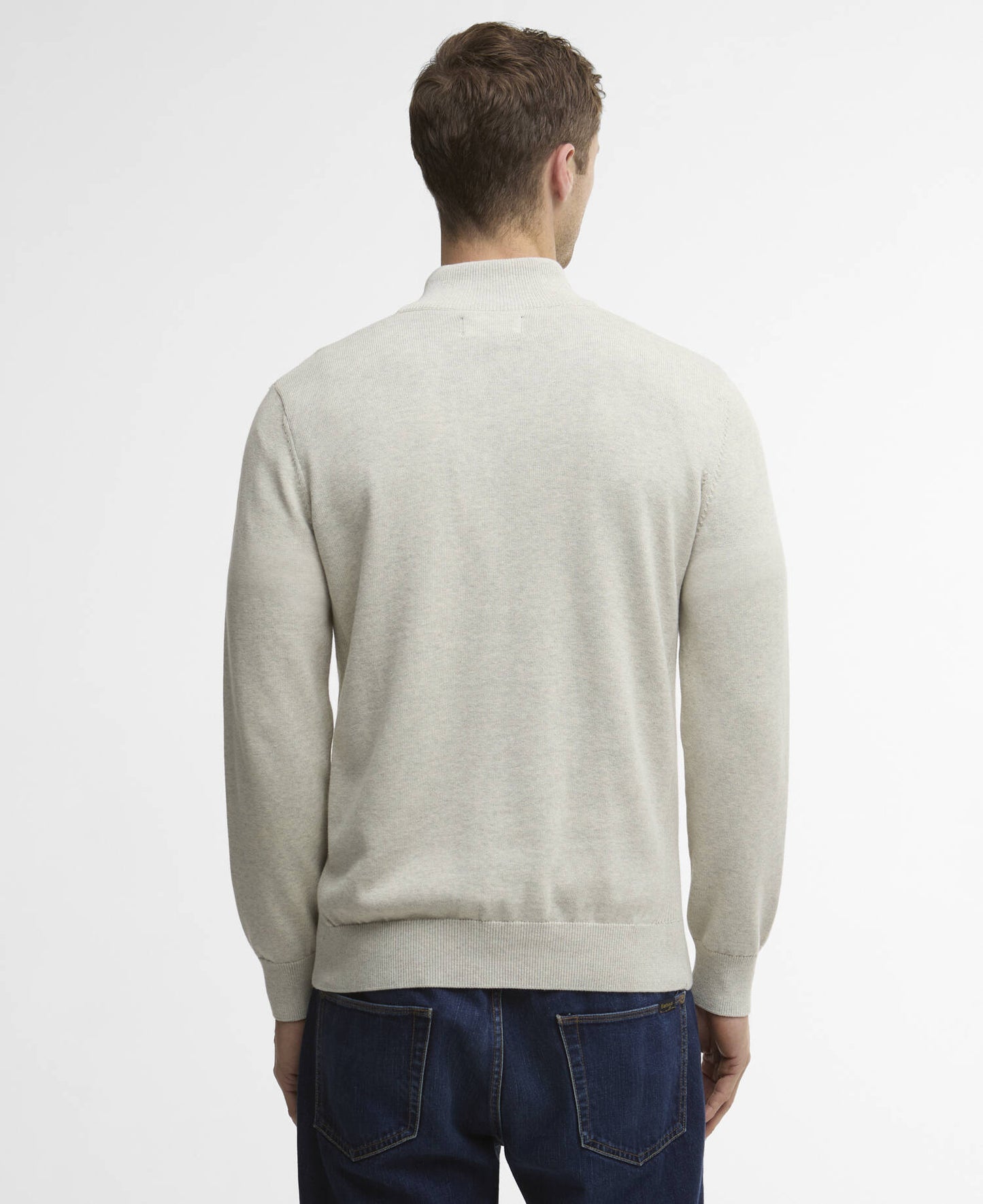 Barbour Cotton Half Zip Knitted Jumper Neutral