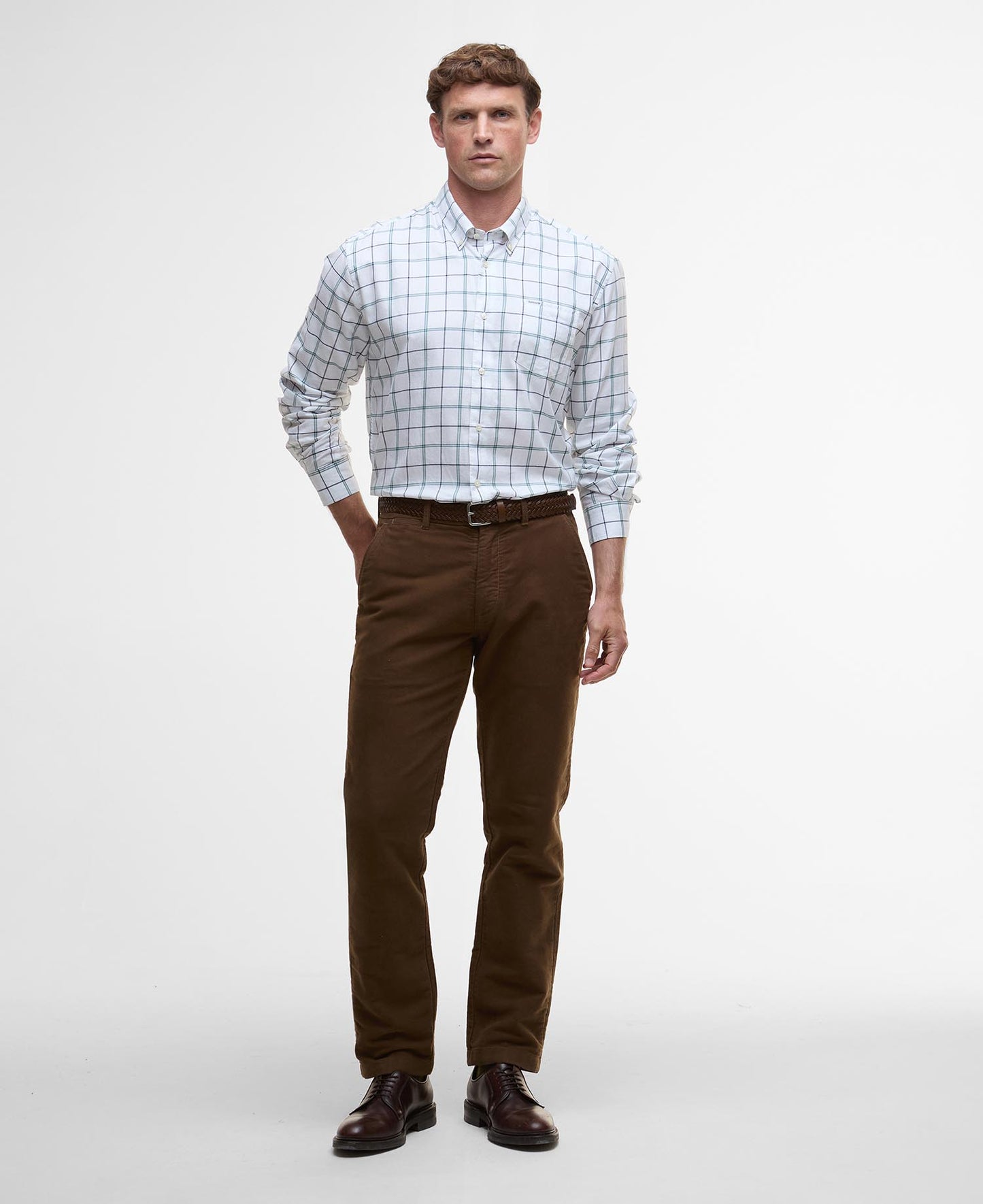 Barbour Deepfell Regular Tattersall Shirt Mallard Green