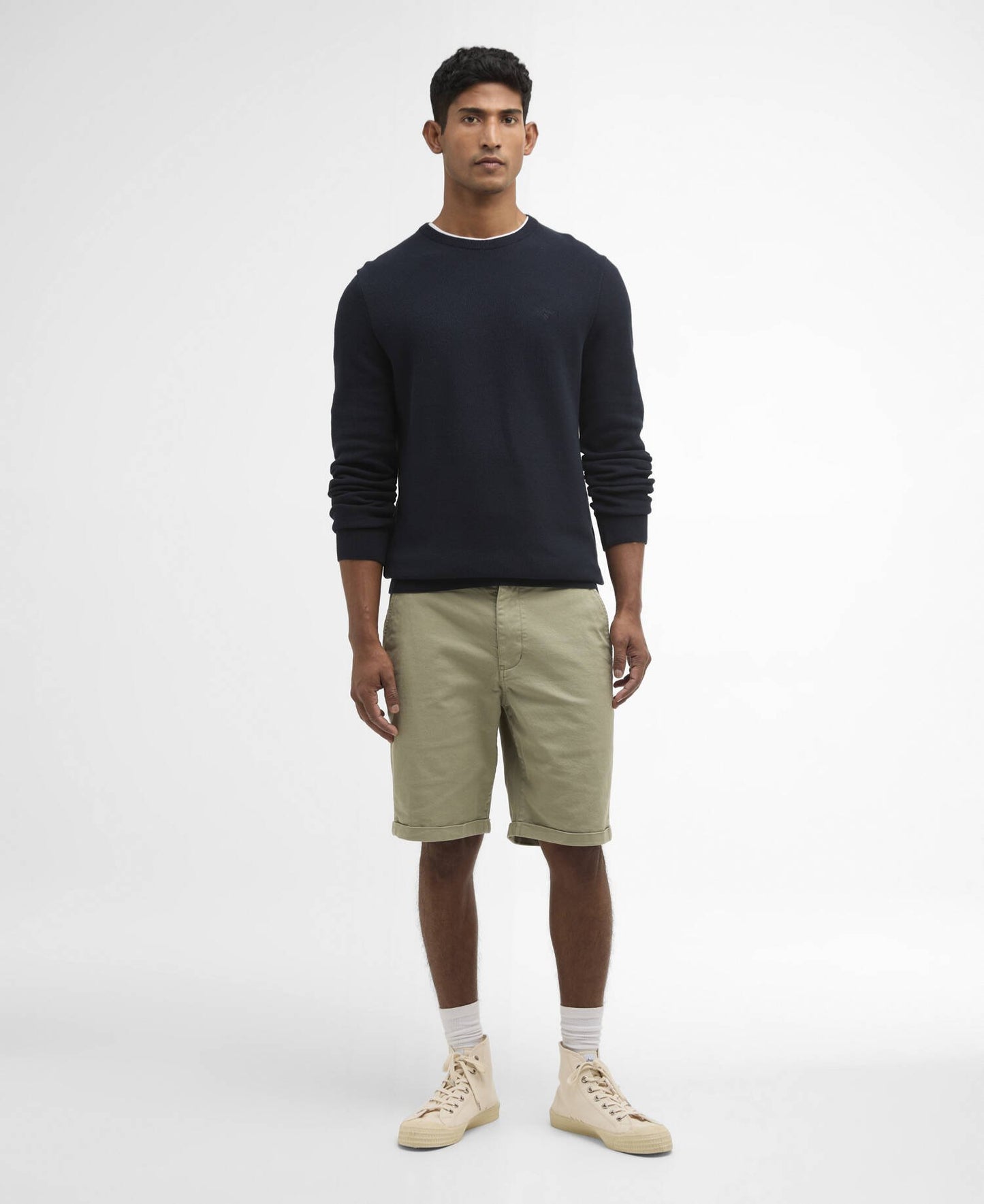 Barbour Essential Honeycomb Crew Neck Sweater Navy