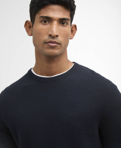 Barbour Essential Honeycomb Crew Neck Sweater Navy