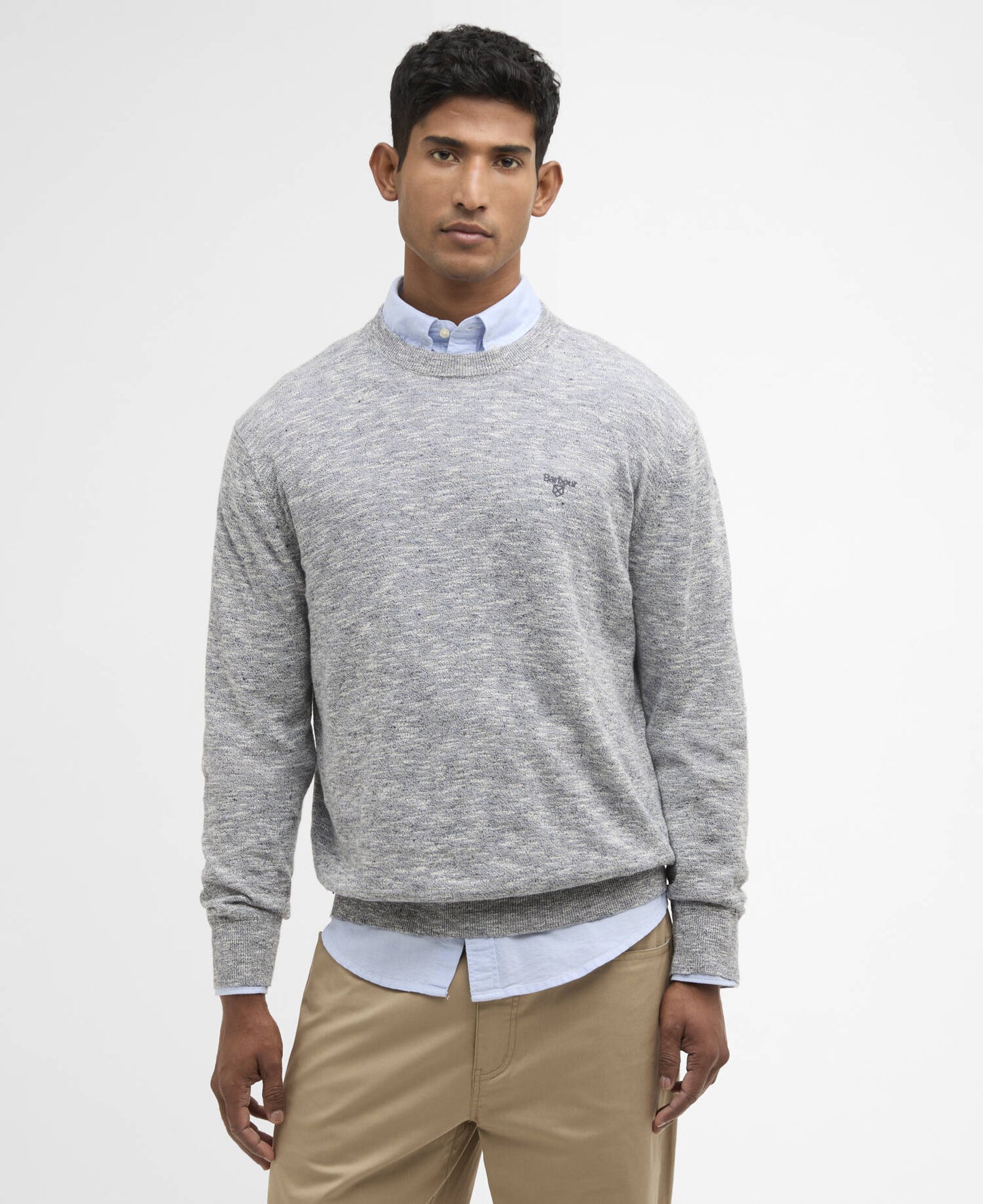 Barbour Flaxby Linen Blend Crew Neck Navy