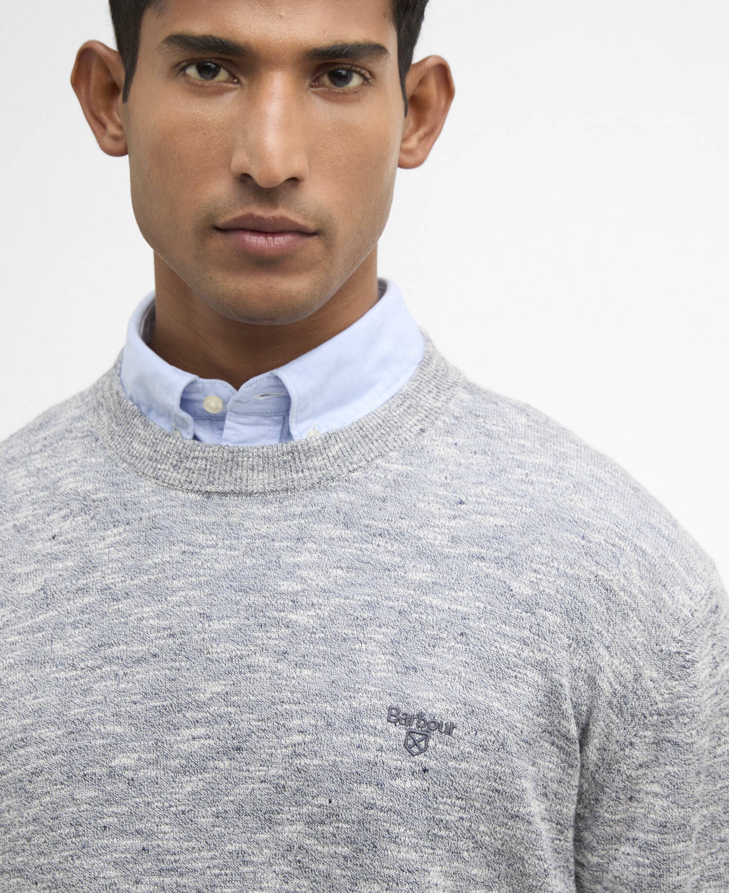 Barbour Flaxby Linen Blend Crew Neck Navy