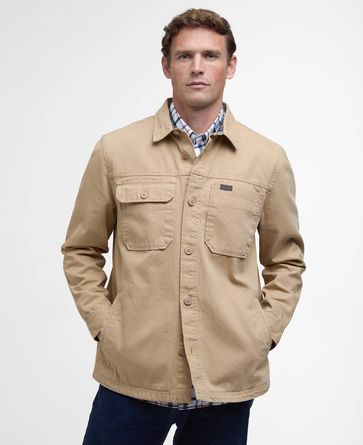 Barbour Lingfield Canvas Overshirt Dark Stone
