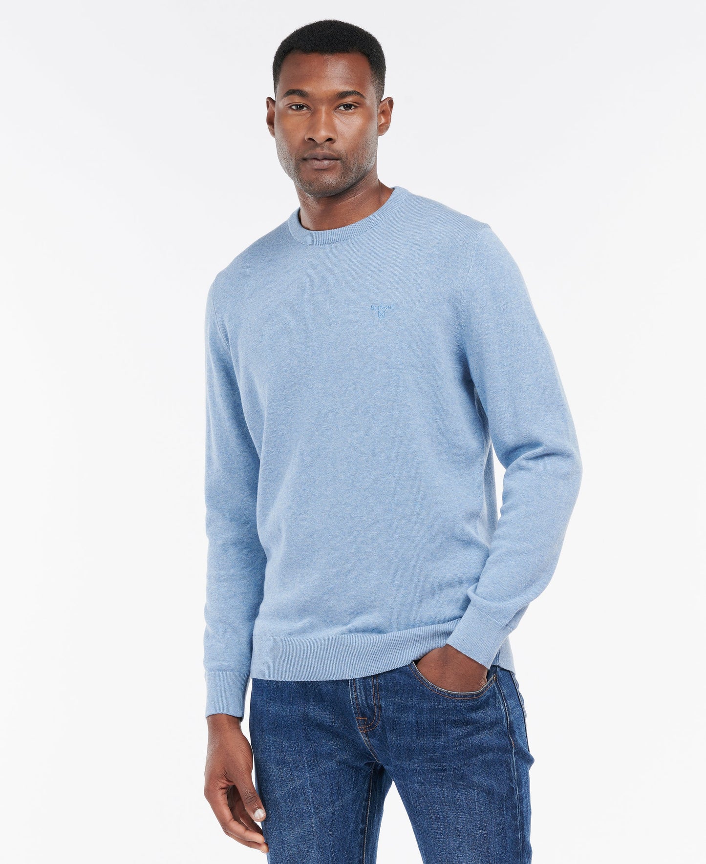 Barbour Pima Cotton Crew Neck Sweater Dark Chambray