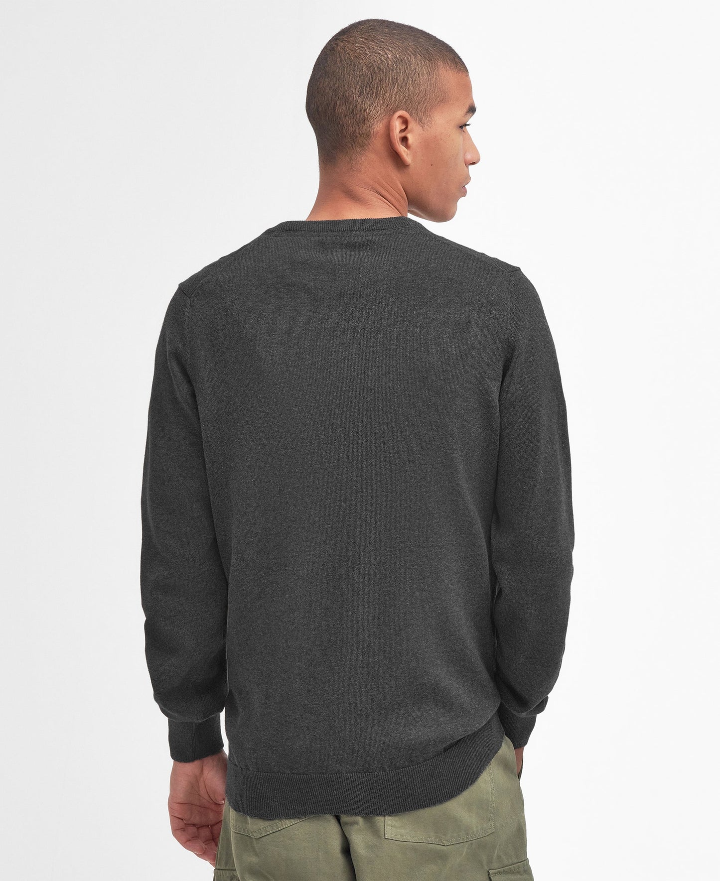 Barbour Pima Cotton Crew Neck Sweater Dark Charcoal