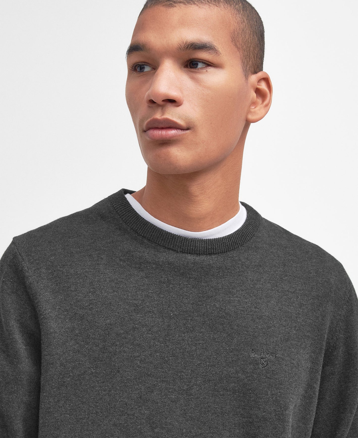 Barbour Pima Cotton Crew Neck Sweater Dark Charcoal