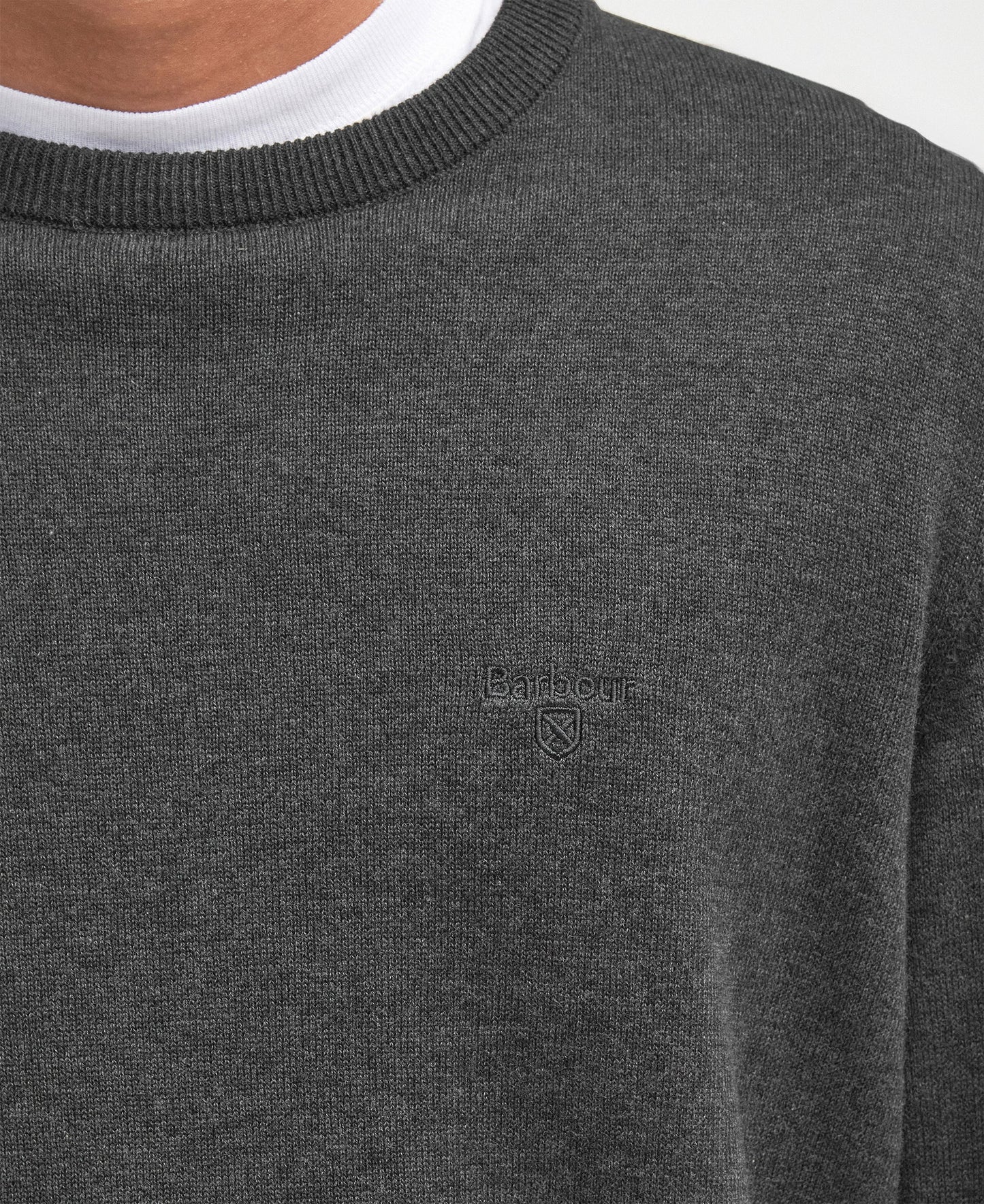Barbour Pima Cotton Crew Neck Sweater Dark Charcoal