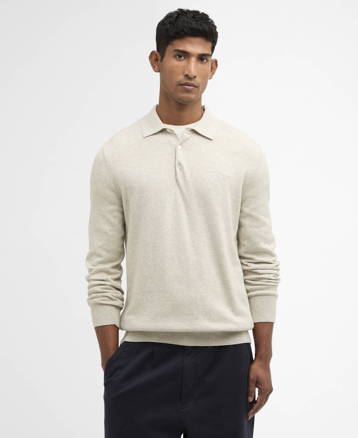 Barbour Pima Cotton Knitted Polo Shirt Neutral