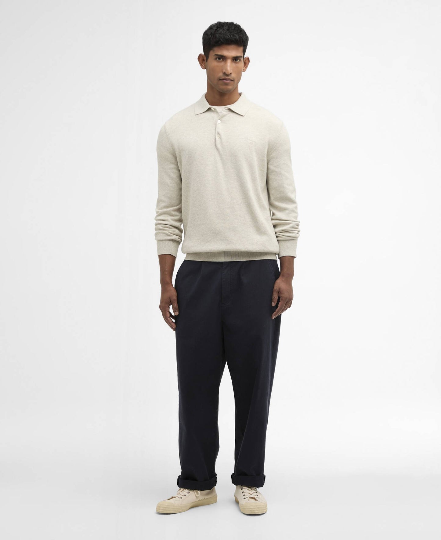 Barbour Pima Cotton Knitted Polo Shirt Neutral