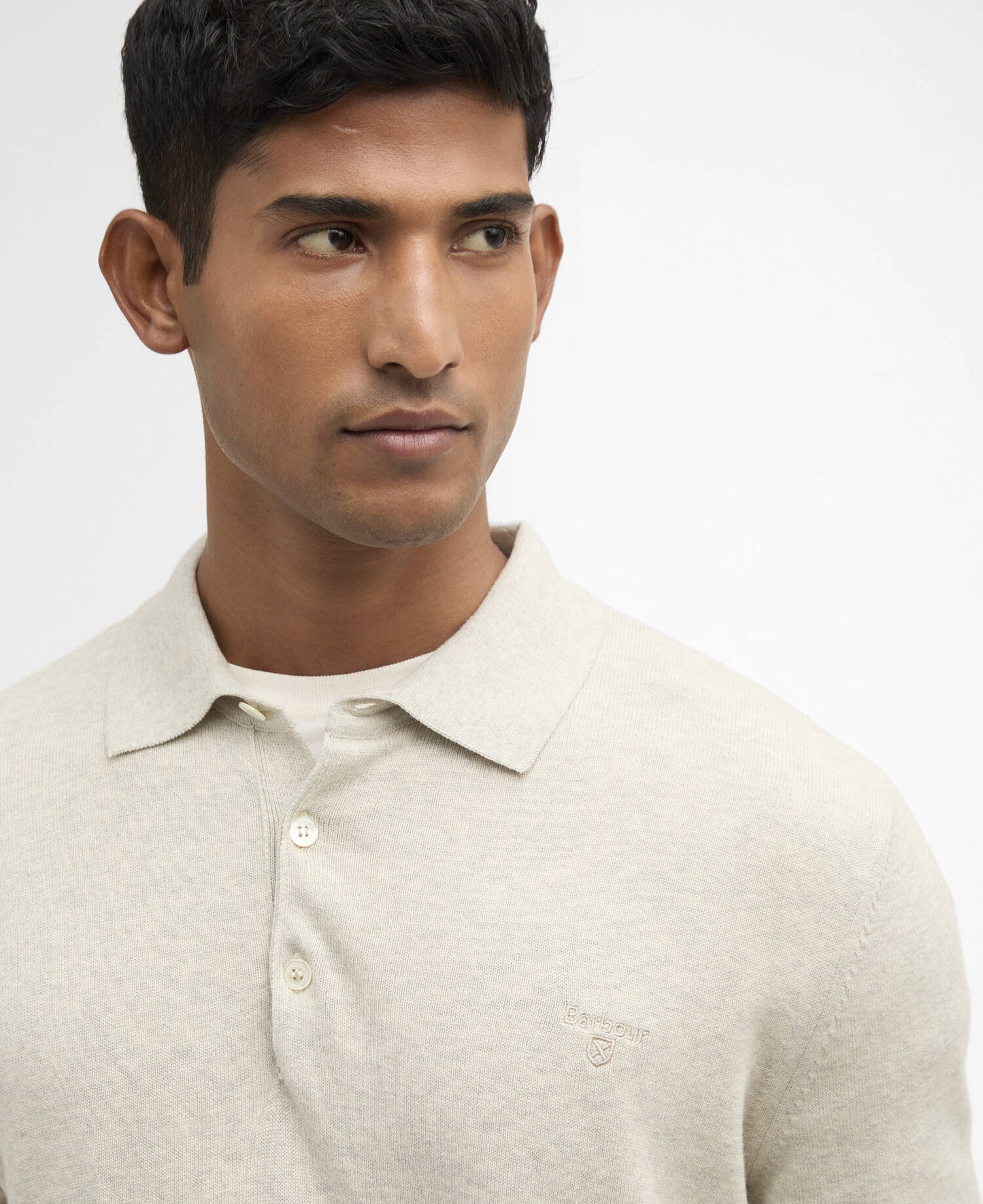 Barbour Pima Cotton Knitted Polo Shirt Neutral
