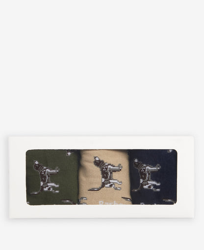 Barbour Pointer Dog Socks Gift Box - Forest Mist