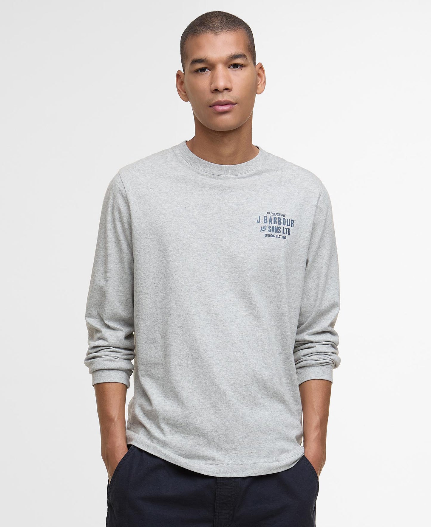 Barbour Pointer LS Graphic T-Shirt Grey Marl