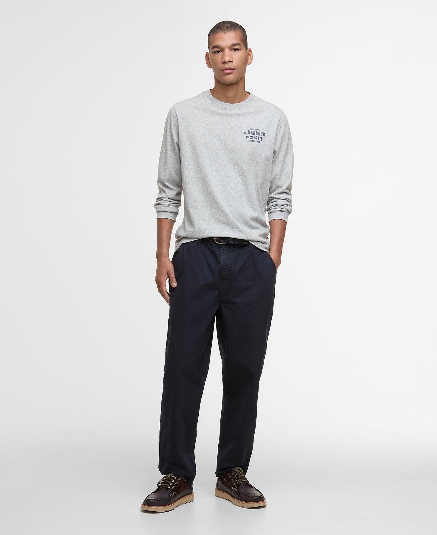 Barbour Pointer LS Graphic T-Shirt Grey Marl
