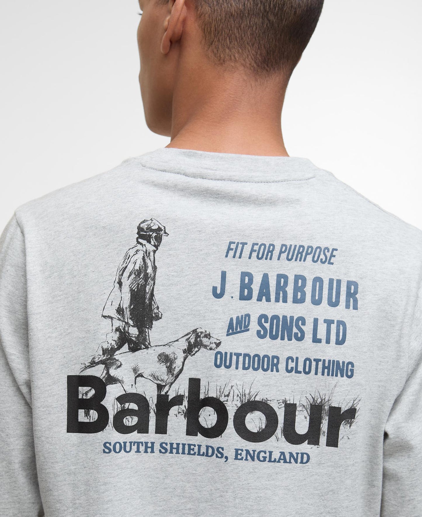 Barbour Pointer LS Graphic T-Shirt Grey Marl