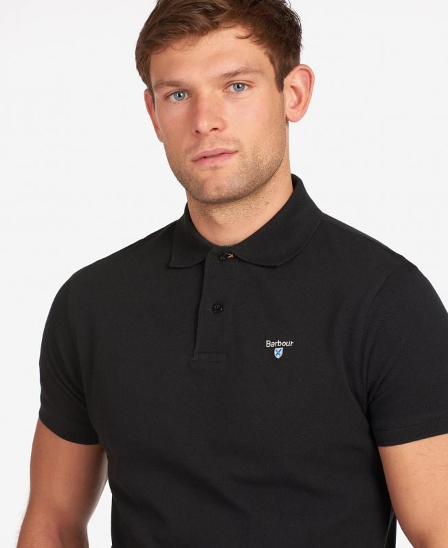 Barbour Tartan Pique Polo Shirt Black Modern