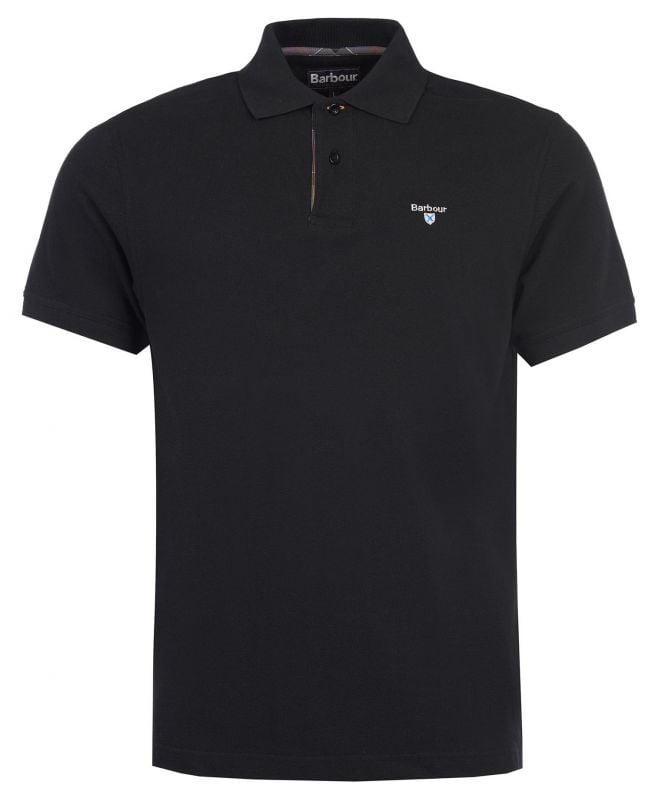 Barbour Tartan Pique Polo Shirt Black Modern