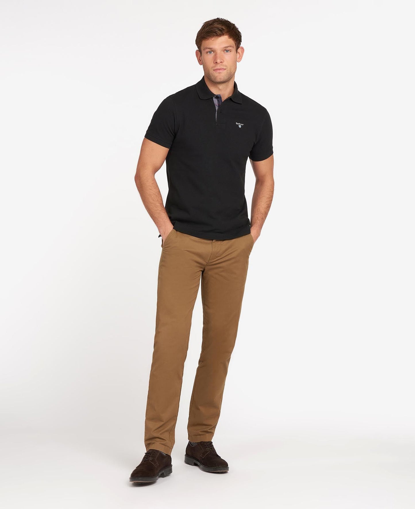 Barbour Tartan Pique Polo Shirt Black Modern