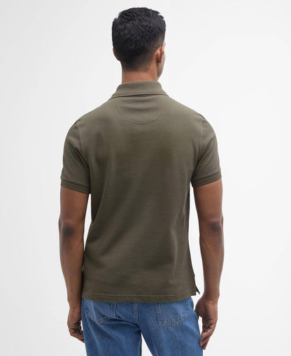 Barbour Tartan Pique Polo Shirt Dark Olive
