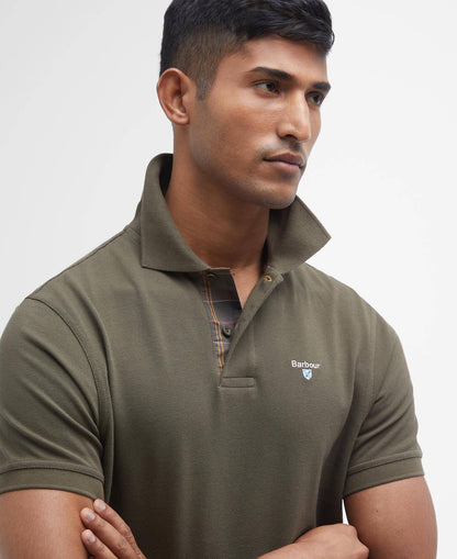 Barbour Tartan Pique Polo Shirt Dark Olive