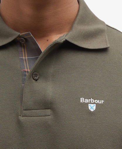 Barbour Tartan Pique Polo Shirt Dark Olive