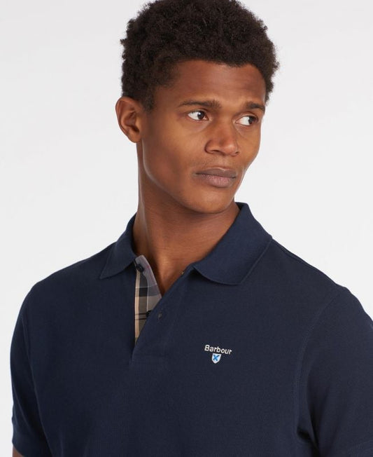 Barbour Tartan Pique Polo Shirt New Navy