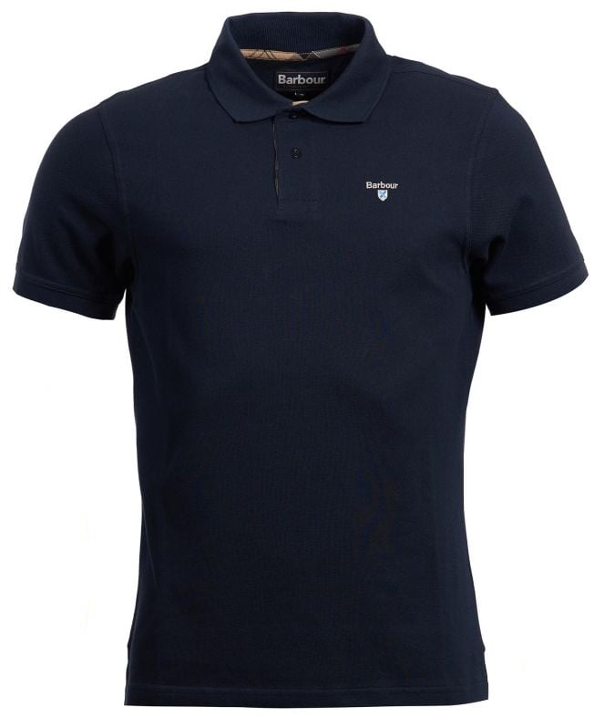 Barbour Tartan Pique Polo Shirt New Navy