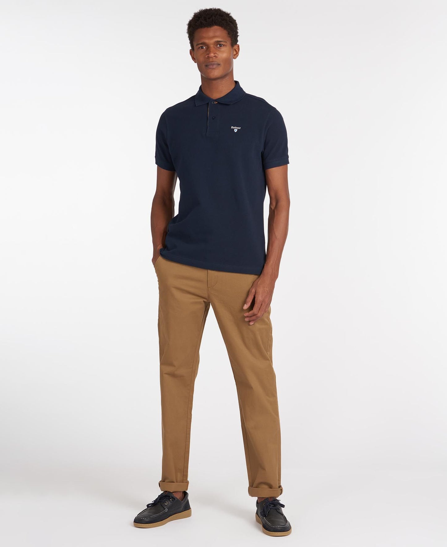Barbour Tartan Pique Polo Shirt New Navy