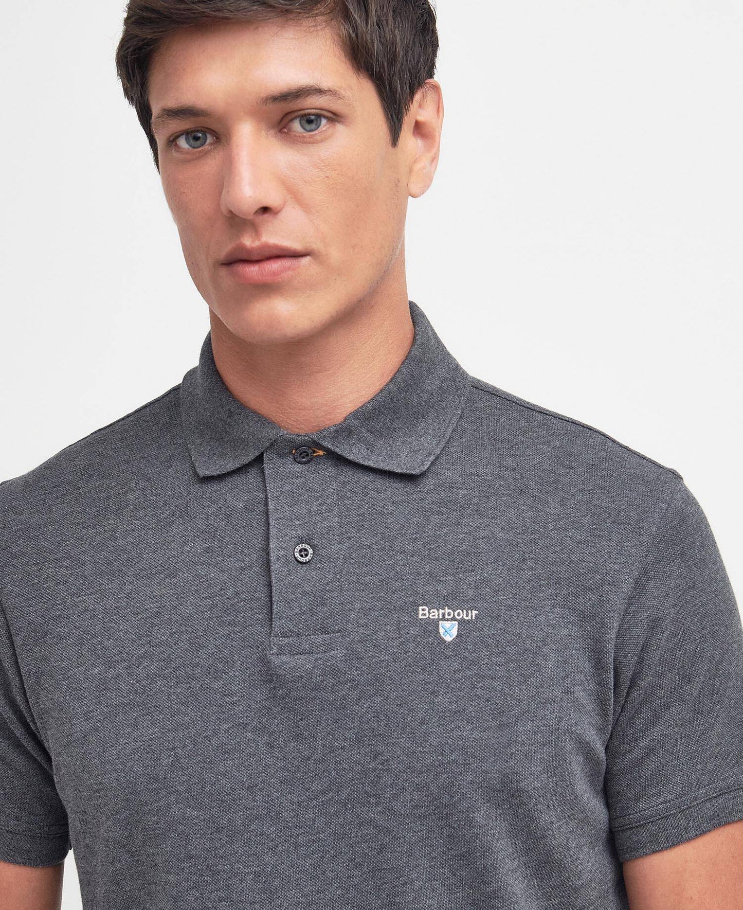 Barbour Tartan Pique Polo Shirt Slate Marl