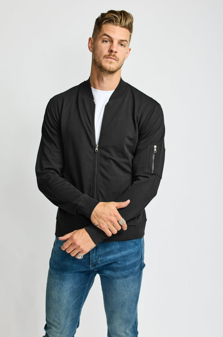 Easy Mondays Light Weight Terry Bomber Jacket Black