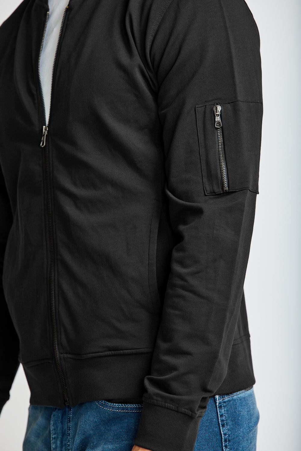 Easy Mondays Light Weight Terry Bomber Jacket Black