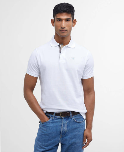 Barbour Tartan Pique Polo Shirt White/Dress