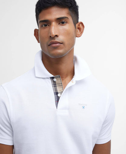 Barbour Tartan Pique Polo Shirt White/Dress