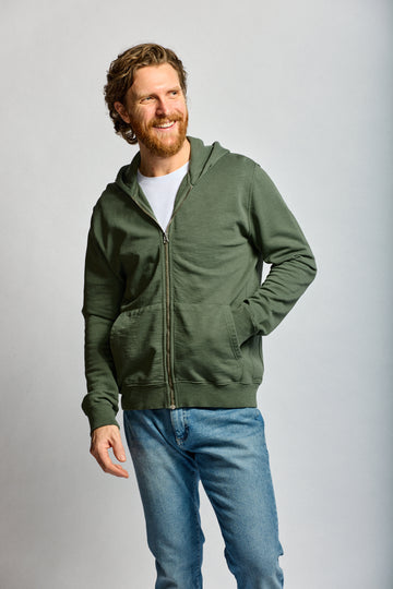 Easy Mondays Slub Cotton Zip Hoodie Thyme