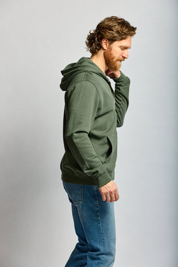 Easy Mondays Slub Cotton Zip Hoodie Thyme