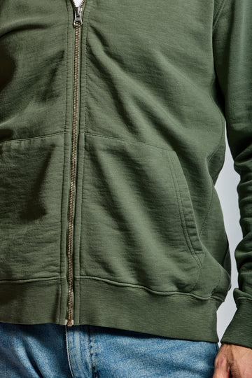 Easy Mondays Slub Cotton Zip Hoodie Thyme