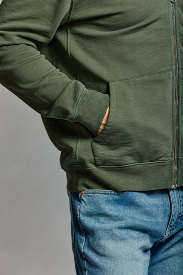 Easy Mondays Slub Cotton Zip Hoodie Thyme