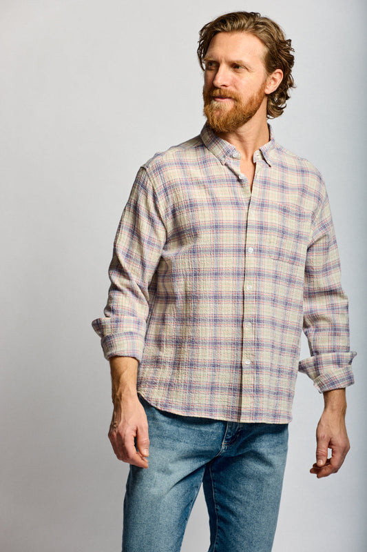 Easy Mondays Crinkle Button Down - Carousel