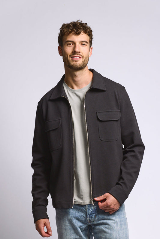 Easy Mondays Diagonal Zip Up Jacket - Blk