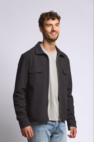 Easy Mondays Diagonal Zip Up Jacket - Blk