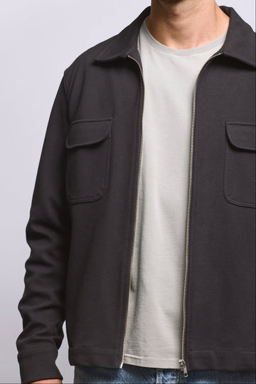 Easy Mondays Diagonal Zip Up Jacket - Blk