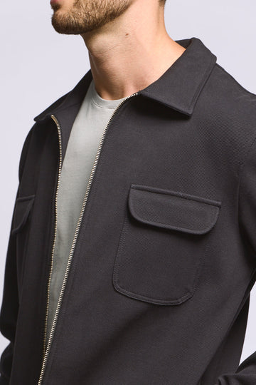 Easy Mondays Diagonal Zip Up Jacket - Blk