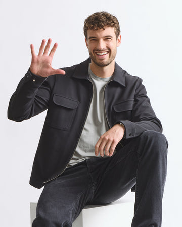 Easy Mondays Diagonal Zip Up Jacket - Blk
