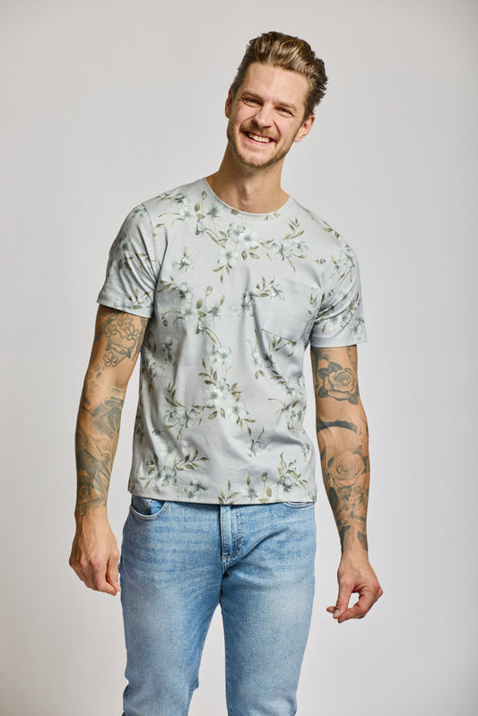 Easy Mondays Printed Crew Neck Grey Floral