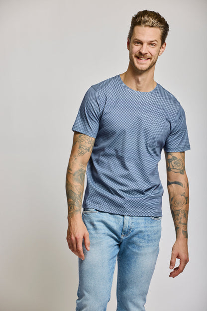 Easy Mondays Printed Crew Neck Navy Hex