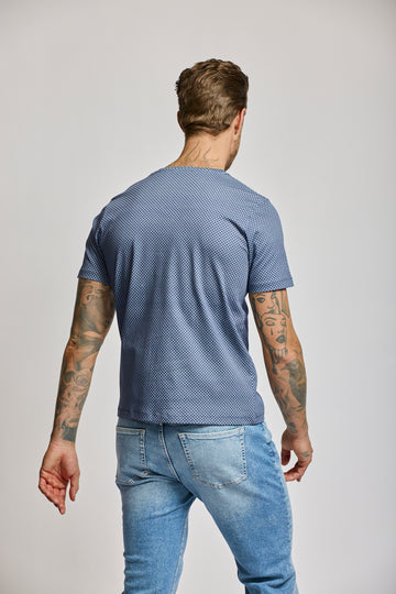 Easy Mondays Printed Crew Neck Navy Hex
