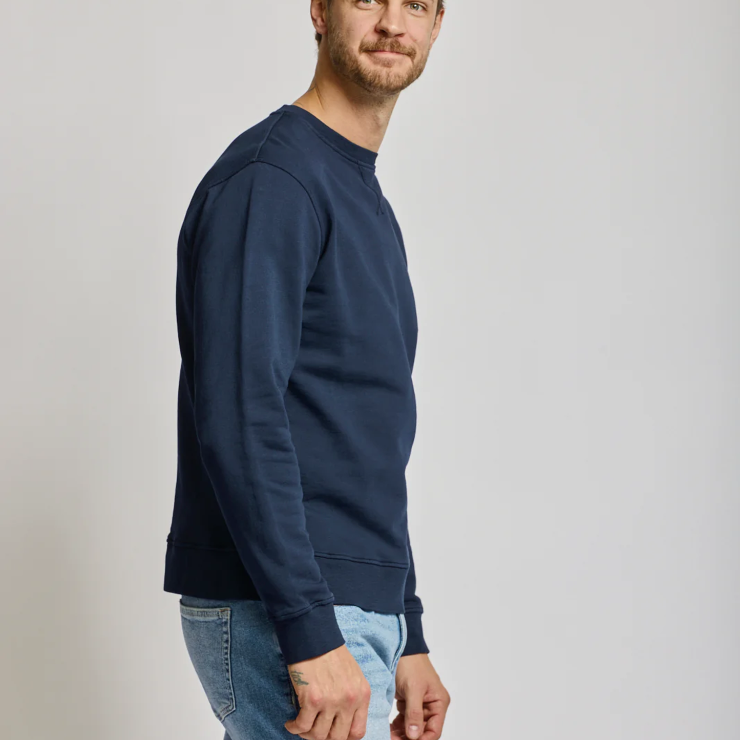 Easy Mondays Slub Cotton Crew Sweatshirt Navy