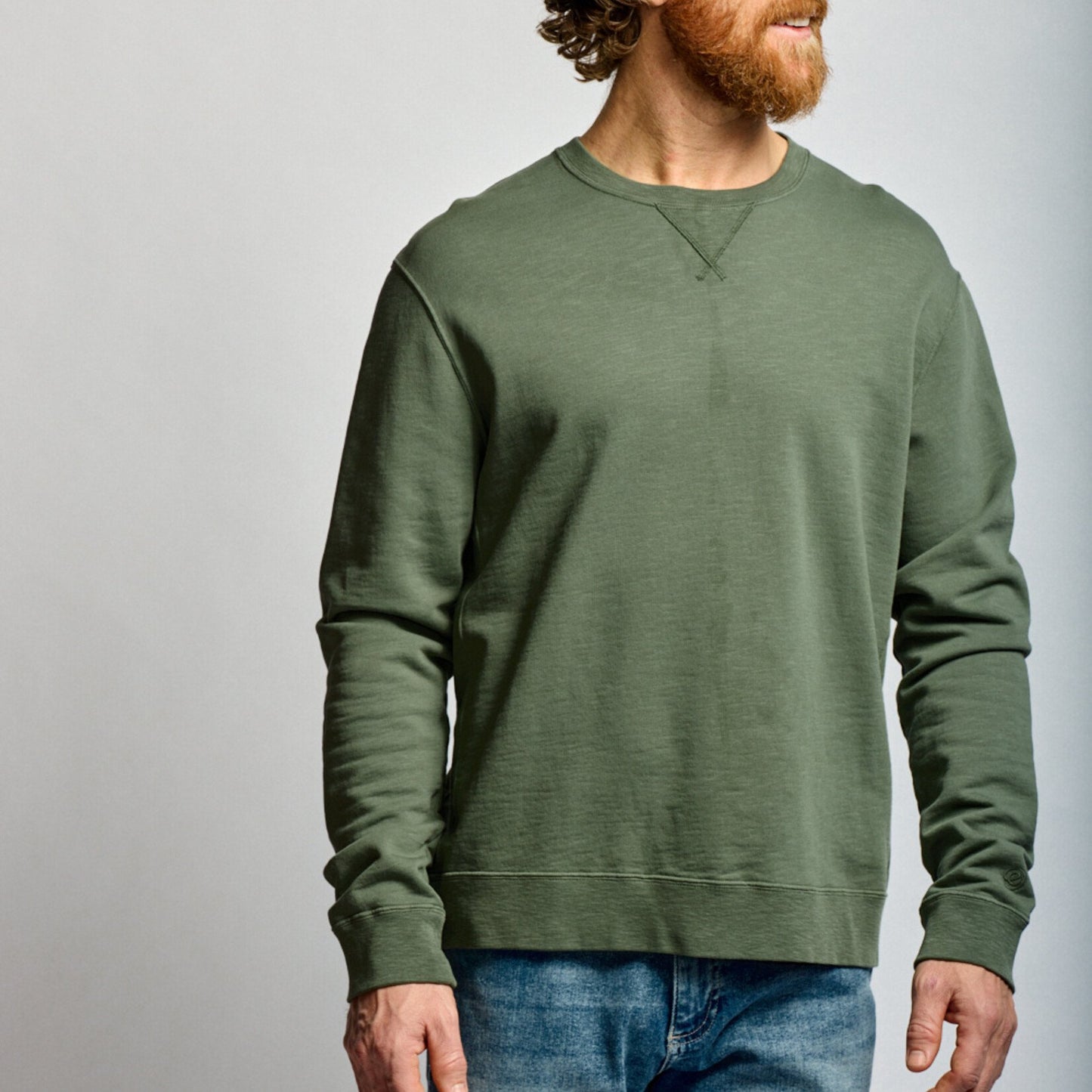 Easy Mondays Slub Cotton Crew Sweatshirt Thyme