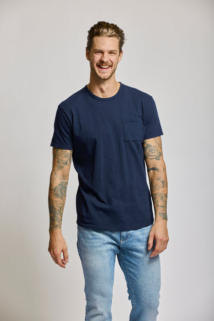 Easy Mondays Slub Cotton Pocket Crew Navy